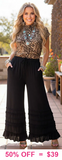 Black Ruffled Wide Leg Pants
