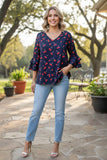 NEW Navy blue top with cherry print