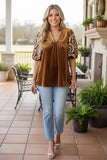 Golden Honey Velvet embroidery blouse