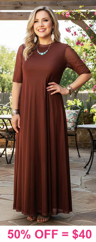 PRE-ORDER : Brown Mesh Dress with lining