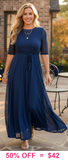 Navy blue Maxi Mesh Dress with lining