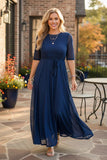 Navy blue Maxi Mesh Dress with lining