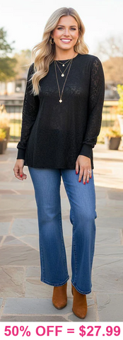 Black Paisley Lace long sleeve top