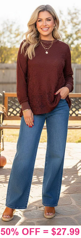 Brown Paisley Lace long sleeve top