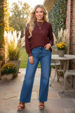 Brown Paisley Lace long sleeve top