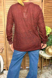 Brown Paisley Lace long sleeve top