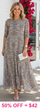 Taupe floral print mesh dress with lining