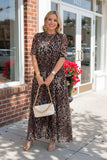 S, M, L, 3X Brown Animal print mesh dress with lining