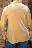 Velvet Blouse with Embroidery neckline & Bell Sleeves