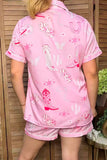Pink Western print pajama set