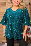 Teal Green sequin blouse