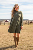 Olive long sleeve tunic dress