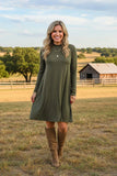 Olive long sleeve tunic dress