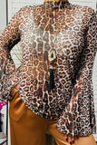 3X : Sheer Leopard Bell Sleeve Top (NWT)