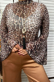 3X : Sheer Leopard Bell Sleeve Top (NWT)