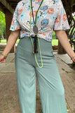 Sage wide leg pants/ Wide Elastic Waist