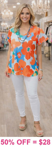 Flower print chiffon top with lining