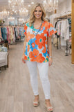 Flower print chiffon top with lining