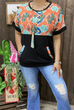 S, M, L, XL Orange, Cactus, Tribal print, front pocket pullover