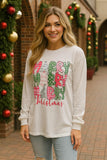 2X, 3X MERRY Christmas white long sleeve top