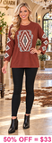 Brown Tribal long sleeve top