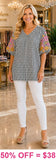 Black and White blouse Embroidery Sleeve
