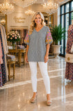 Black and White blouse Embroidery Sleeve