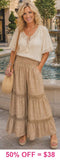 Tan Ruffle wide leg pants