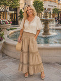 Tan Ruffle wide leg pants