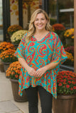 Turquoise paisley poncho top