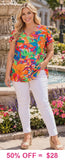 Orange tropical floral top