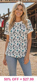 Western print top with cactus, horseshoes & Turquoise conchos