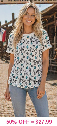 Western print top