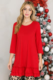 Red ruffle trim tunic