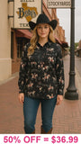 S, M, L, XL Black long sleeve top with Bronc rider print