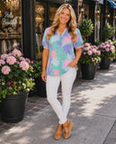 Pastel colors v-neck top
