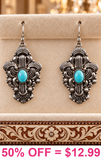 Silver cactus earrings with turquoise stone