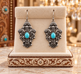 Silver cactus earrings with turquoise stone