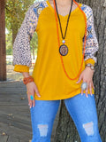 Mustard Top with Paisley and Leopard Sleeves