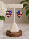 USA Flag beaded heart earrings
