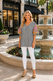 Black and White blouse Embroidery Sleeve