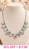 Bling AB Rhinestone teardrop necklace