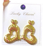 Gold Textured Heart stud earrings