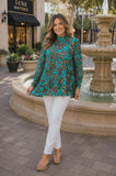 Turquoise & Leopard mesh top