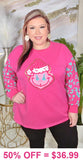 Pink Christmas sweatshirt turquoise leopard sleeves