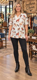 Western Horse top with v-neck collar
