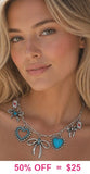 Silver Charm necklace with bows, hearts and cards