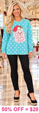 Turquoise Polka Dot Santa top