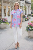 Lavender Top with Pink floral print