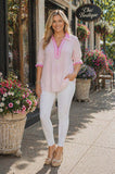 Pink and White stripe blouse